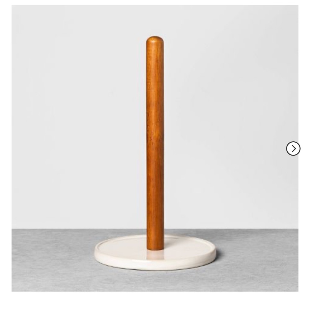 Stoneware & Wood Paper Towel Holder Cream/Brown - Hearth & Hand™ with Magnolia